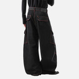 Streetwear Curved Knife Wide Leg Denim Cargo Jeans