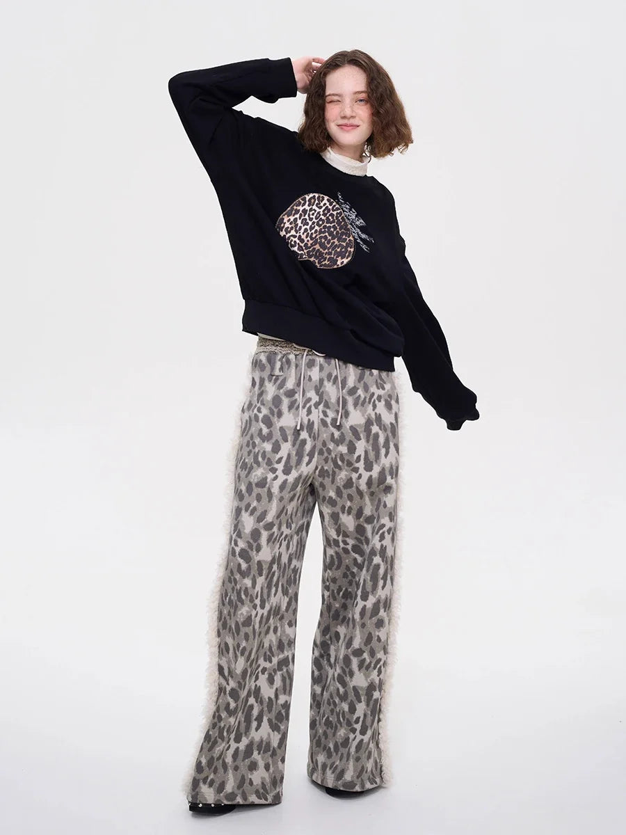 Leopard Print Faux Fur Sweatpant