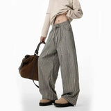 Streetwear Vintage Japanese Style Black Striped Pants