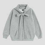 Casual Strap Design Velvet Hooded Sweatshirt