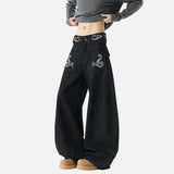 Classic Embroidered Retro Patchwork Denim Jeans