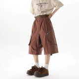 Streetwear Solid Color Wide Leg Workwear Jorts