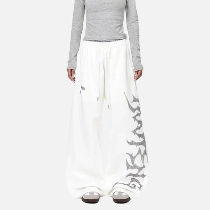 Japanese Style Drawstring Wide Leg Sweatpants
