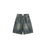 Retro Washed Wide Leg Denim Shorts