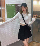 Long Sleeve Solid Pattern Crop Top