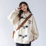 Women Cute Chic Vintage Button Zipper Jacket