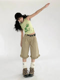 Chic Patchwork Wide Leg Denim Jorts