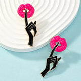 Bold Red Lip Stud Earrings