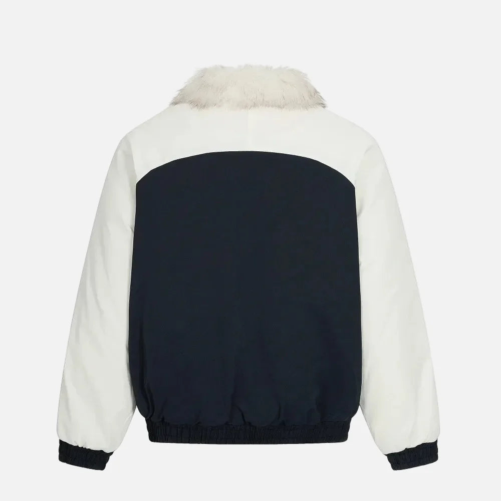 Flattering Paneled Fur Collar Raglan Sleeve Jacket