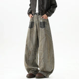 American Style Star Printing Dirty Dying Denim Jeans