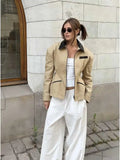 Minimalist Patchwork Short Sleeve Leather Jacket