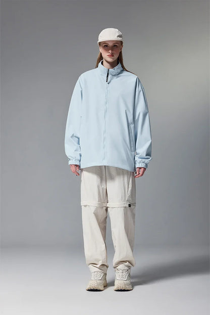 Solid Color Zip-Up Windbreaker Jacket