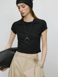 Women Hip Hop Black Slim Fit Ice-Feel T-Shirt