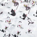 Y2K Funny Cat Graphic Lightweight Beach Shirt