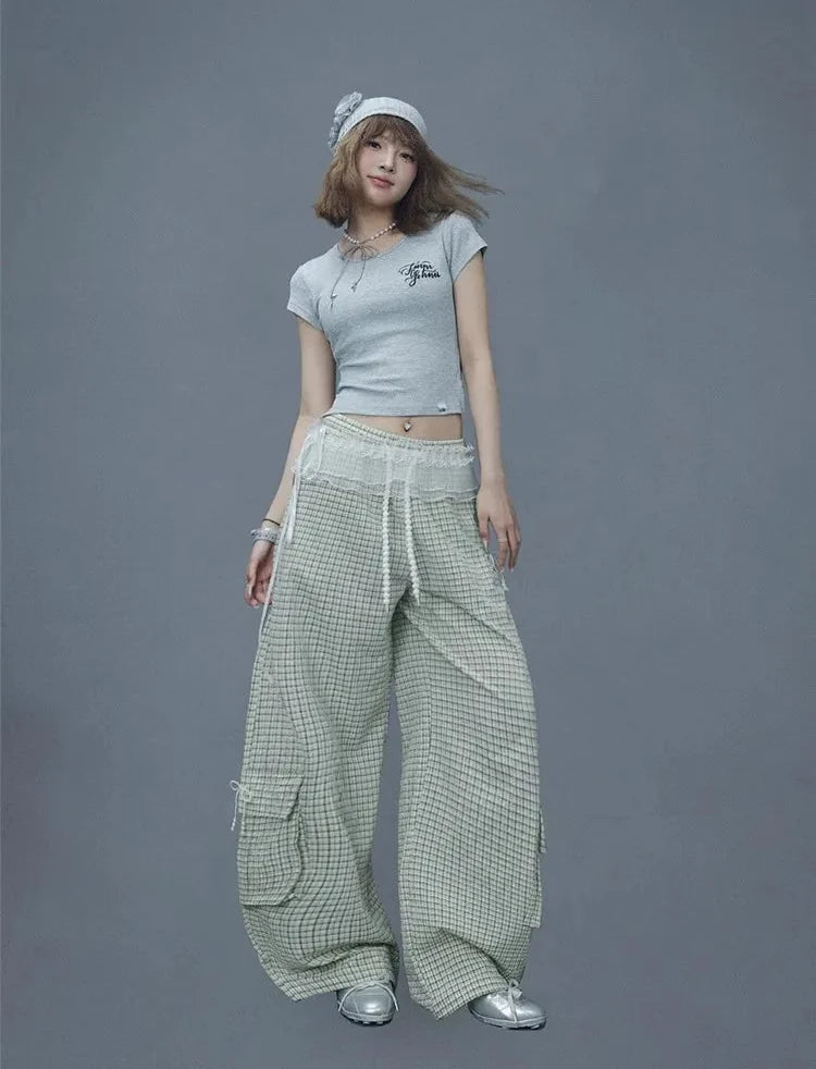 Apricot Pearl Check Dance Pants