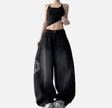 Durable Embroidered Wide Leg Jeans