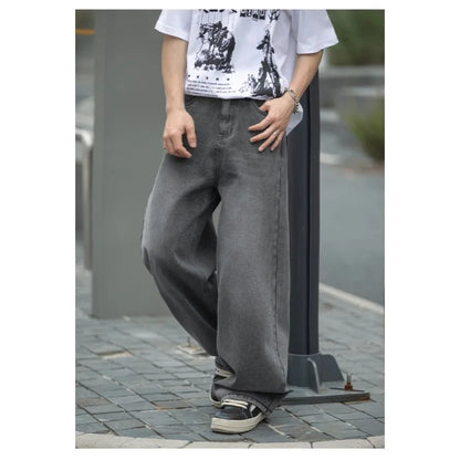 Relaxed Fit Vintage Washed Straight Jeans