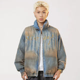 A model wearing the Vintage Washed Dye Denim Jacket 