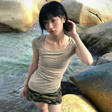 Vintage Grunge Aesthetics Irregular Knitted T-Shirt