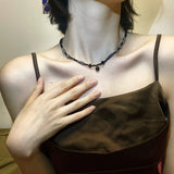 Vintage Korean Black Cross Beads Necklaces