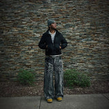 Model wearing the black Trailblazer's Rope-Trim Jeans