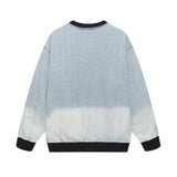 Y2K Starry Apple Embroidered Denim Sweatshirt