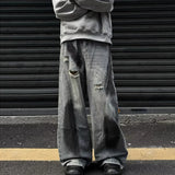 Vintage Streetwear Ripped Straight Wide Jeans