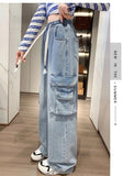Utility Vibe High Waist Wide Leg Denim Cargo Jeans