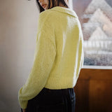 Yellow Ribbed Cropped Knitwear Sweater