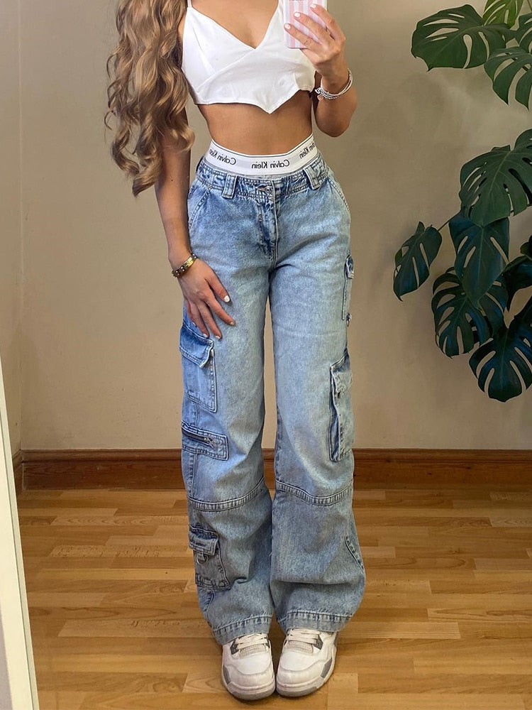 High Waist Cargo Jeans