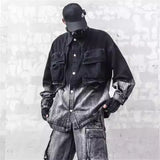 Cool Streetwear Vintage Gradient Denim Jacket