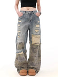 Vintage Washed Blue Ripped Baggy Jeans