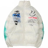 Streetwear Graffiti Print Winter Padded Puffer Jacket