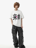 Chinese Characters Print Loose Crew T-Shirt