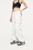 Elastic-waist Solid Cargo Pants