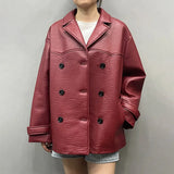 Autumn Loose Fit Genuine PU Leather Jacket