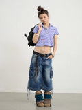 Vintage Cozy Drawstring Cargo Denim Jorts