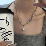 Geometric Asymmetric Sterling Silver Necklace