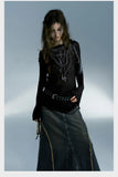 Black Gothic Off-shoulder Long Sleeved Top