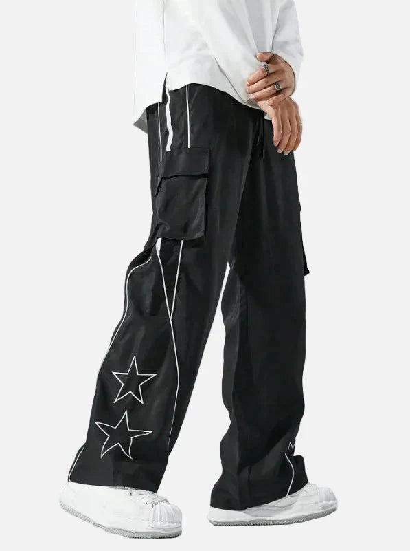 Trendy Casual Star Print Multi Pocket Jogger