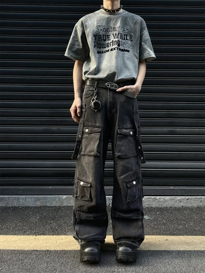 Advanced Streetwear Loose Fit Cargo Jeans