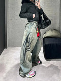 Blue Wash Gothic Print High Jeans