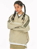 Y2K Retro Stripe Oversize Baseball Sweatshirt
