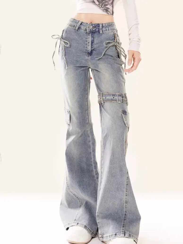 Women’s Bow Patchwork Baggy Jeans