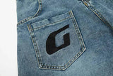 Irregular Patchwork Cargo Denim Wide Leg Jeans