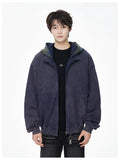 Vintage Streetwear Plaid Zipper Cool Hooded Sweatshirt