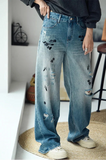 Vintage Distressed White Western Jeans
