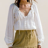 Vintage White Lace Lantern Sleeve Sweater