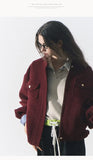 Red Woolen Commuting Baseball Jacket