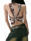 Sexy Graphic Print Sleeveless Crop T-Shirt